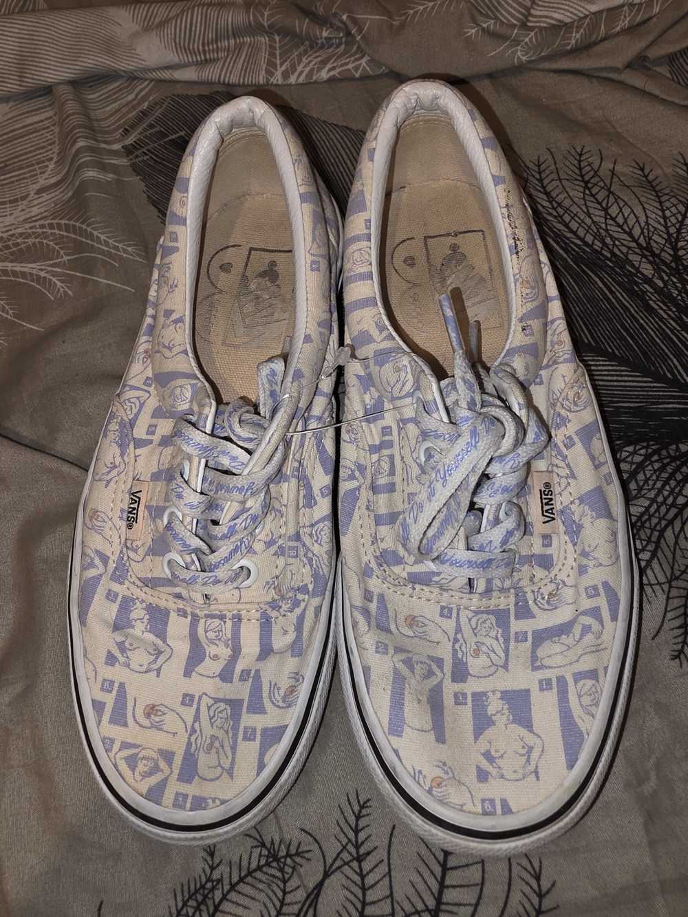 Vans Printed Canvas Sneakers in Light Blue & Cream